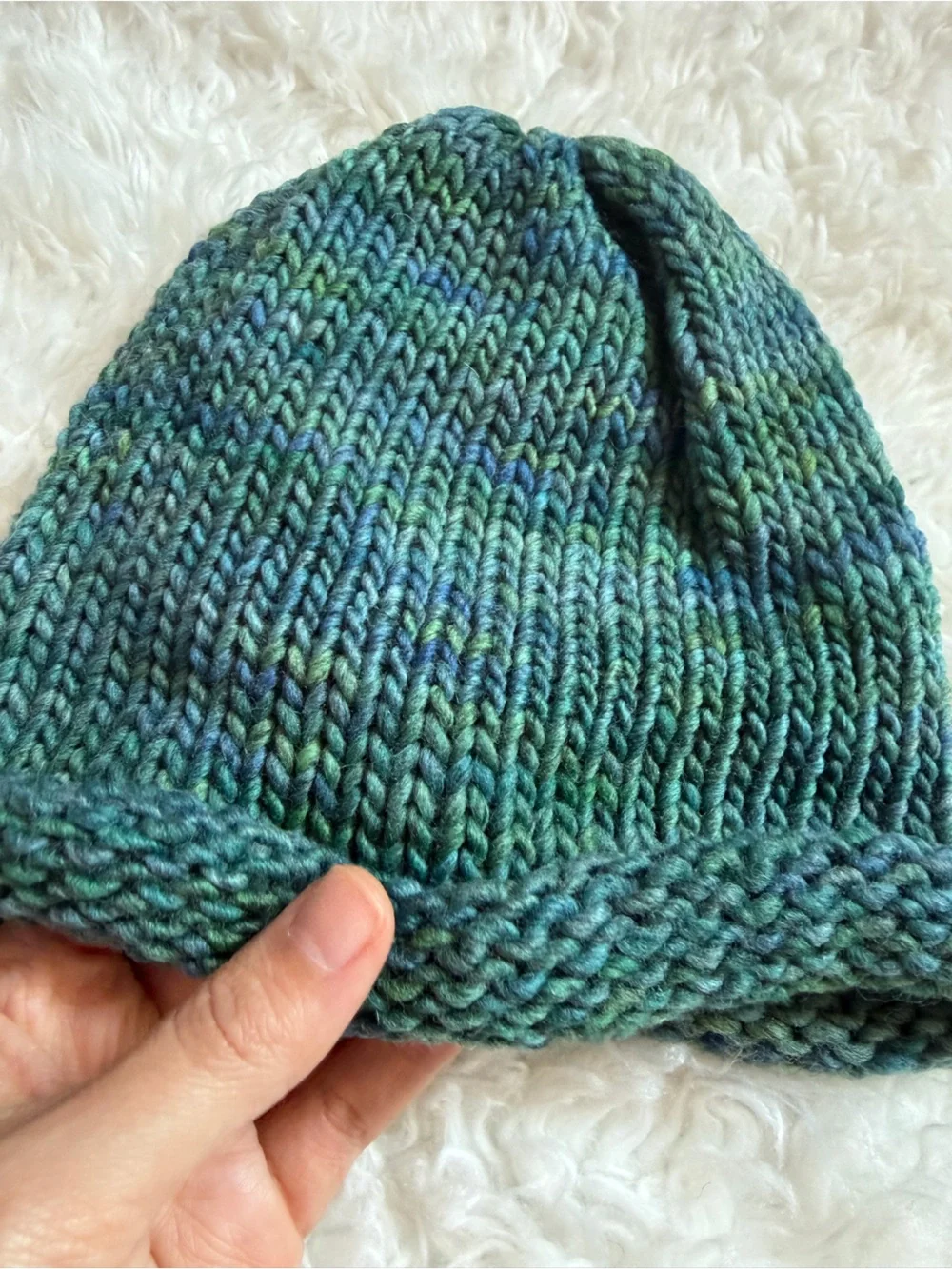 Handknit Beanie Handdyed Merino Wool - Crystal Lake